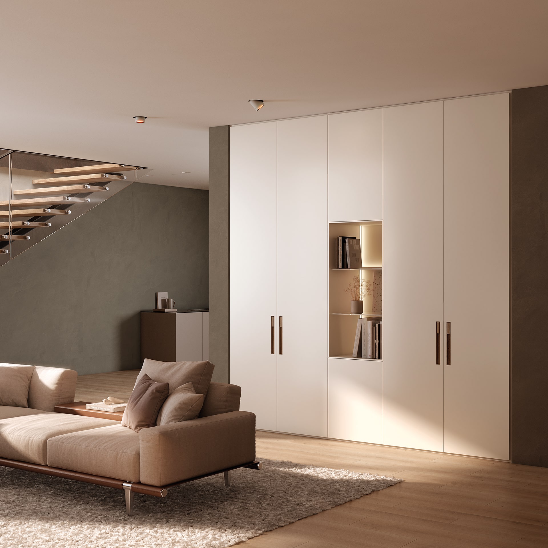 Armoires de luxe collection Argo de UECKO aux lignes pures, design minimaliste et poignée exclusive